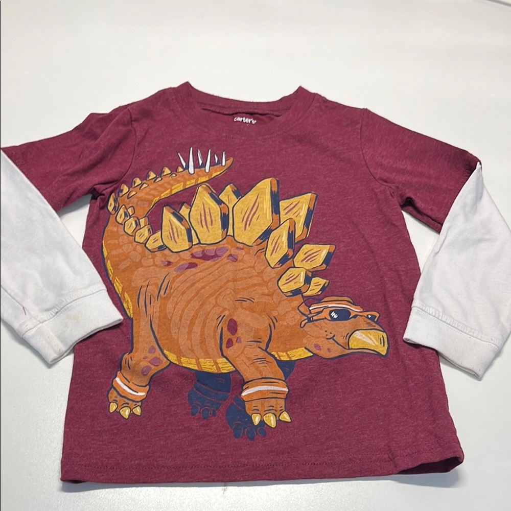 Carter's Red and White Dinosaur Long Sleeve Tee